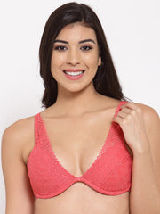 Inner Sense Pink Plunge Bra Medium Coverage Underwired Lightly Padded Sustainable