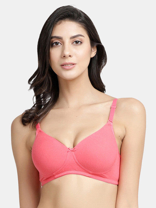 Inner Sense Pink Solid Organic Cotton Antimicrobial Wire-Free Padded Bra ISB068
