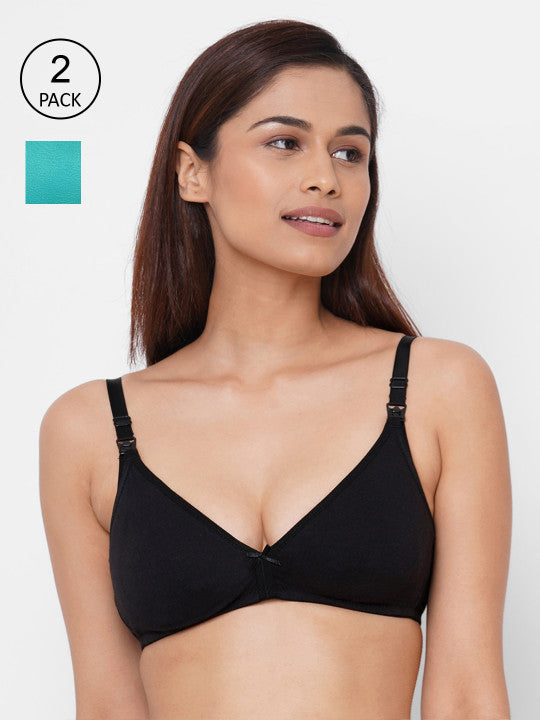 Pack Of 2 Solid Non-Wired Non Padded Antimicrobial Maternity Bra IMB006B_6D