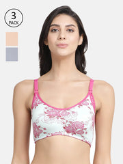 Inner Sense Pack Of 3 Multicoloured Floral Maternity Bras