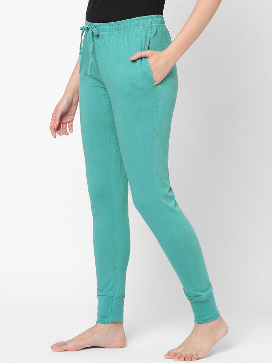 Inner Sense Women Turquoise Blue Organic Cotton Lounge Pants