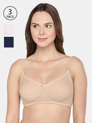 Inner Sense Pack Of 3 Non-Wired Organic Cotton Antimicrobial Maternity Bras