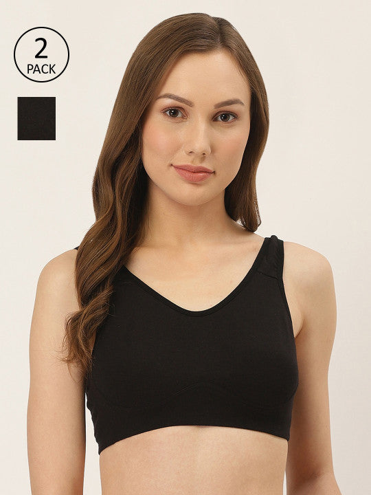 Inner Sense Pack of 2 Solid Non-Wired Non Padded Antimicrobial Everyday Bra