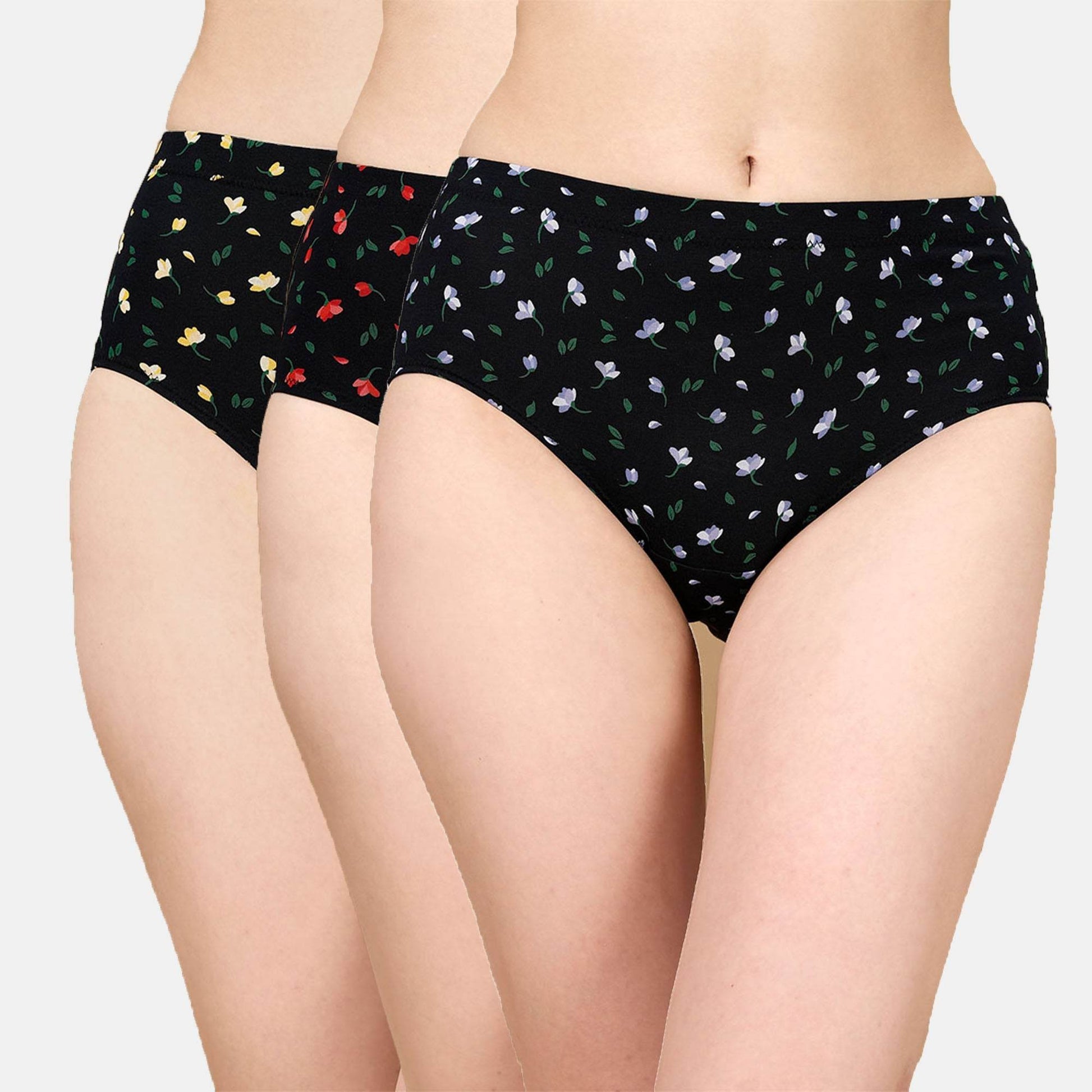 Chic & Comfortable High Waist Full Coverage Printed Cotton Briefs - 3 Pack