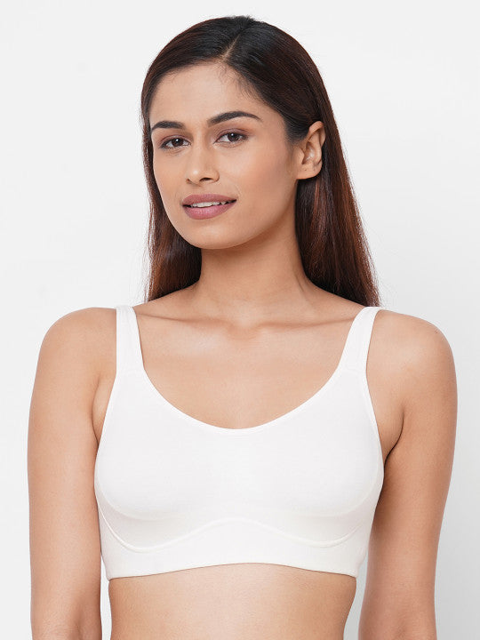 Inner Sense White Solid Organic Antimicrobial Non-Wired Non Padded Everyday Bra ISB097