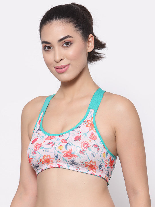 Inner Sense Pack of 3 Floral Workout Bra Lightly Padded
