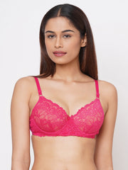 Inner Sense Pink Lace Organic Cotton Antimicrobial Lightly Padded Underwired Bra ISB047