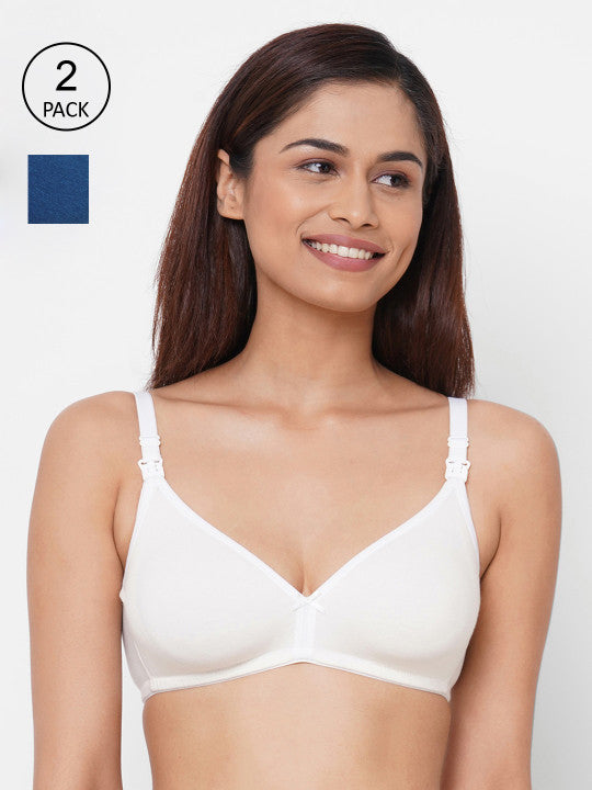 Inner Sense Pack of 2 Solid Non-Wired Antimicrobial Non Padded Maternity Bra IMB006A_6F
