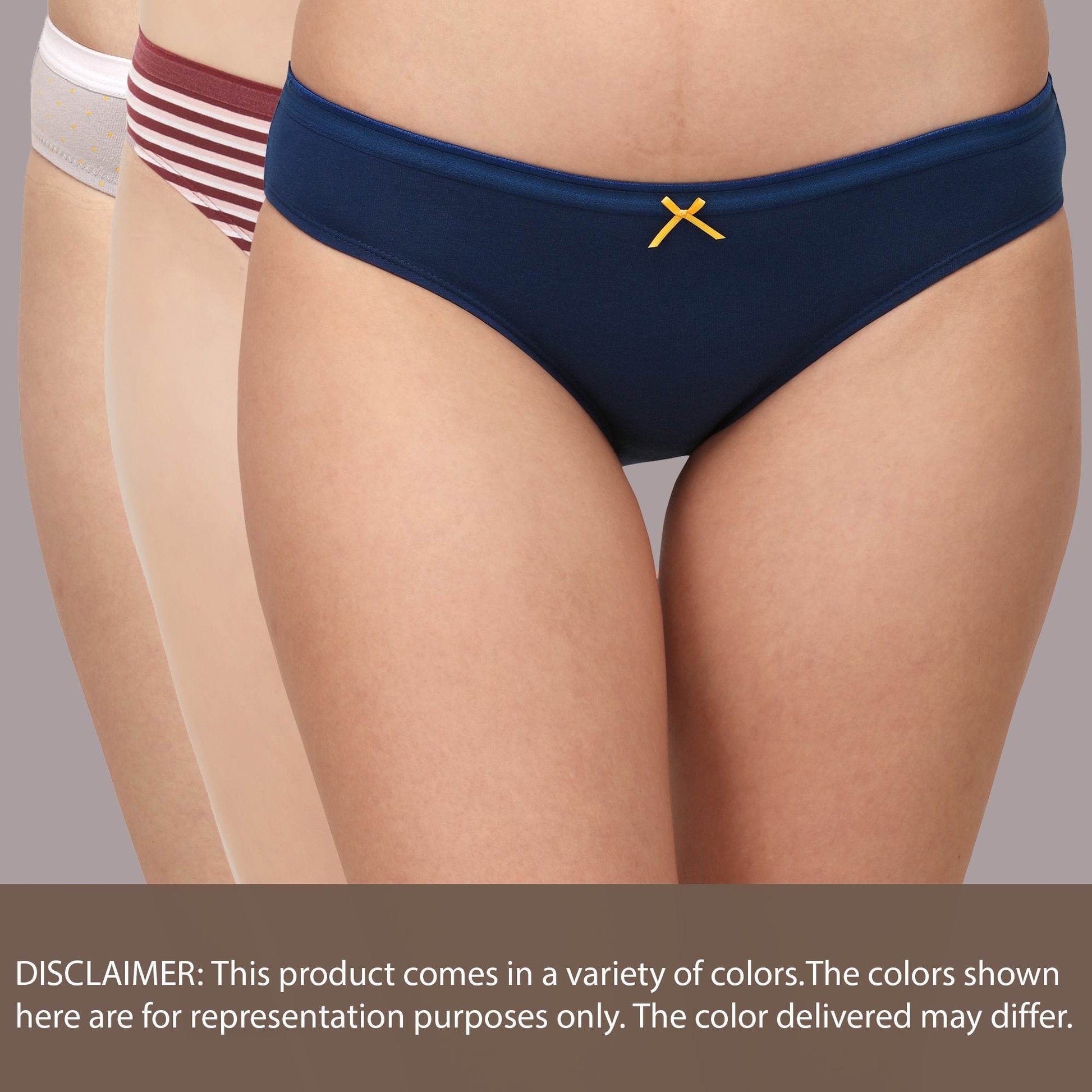 Comfortable Mid-Rise Cotton Stretch Brief Panty - Assorted 3-Pack