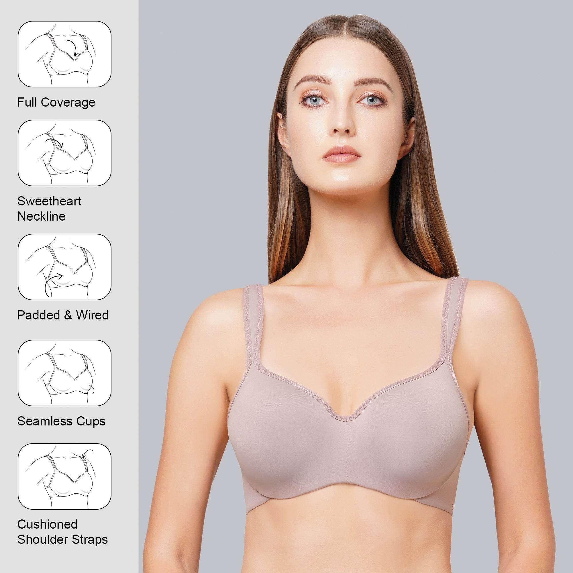 Ultimate Comfort: Padded Wired Full Coverage Sweetheart Neckline Bra for Everyday Elegance