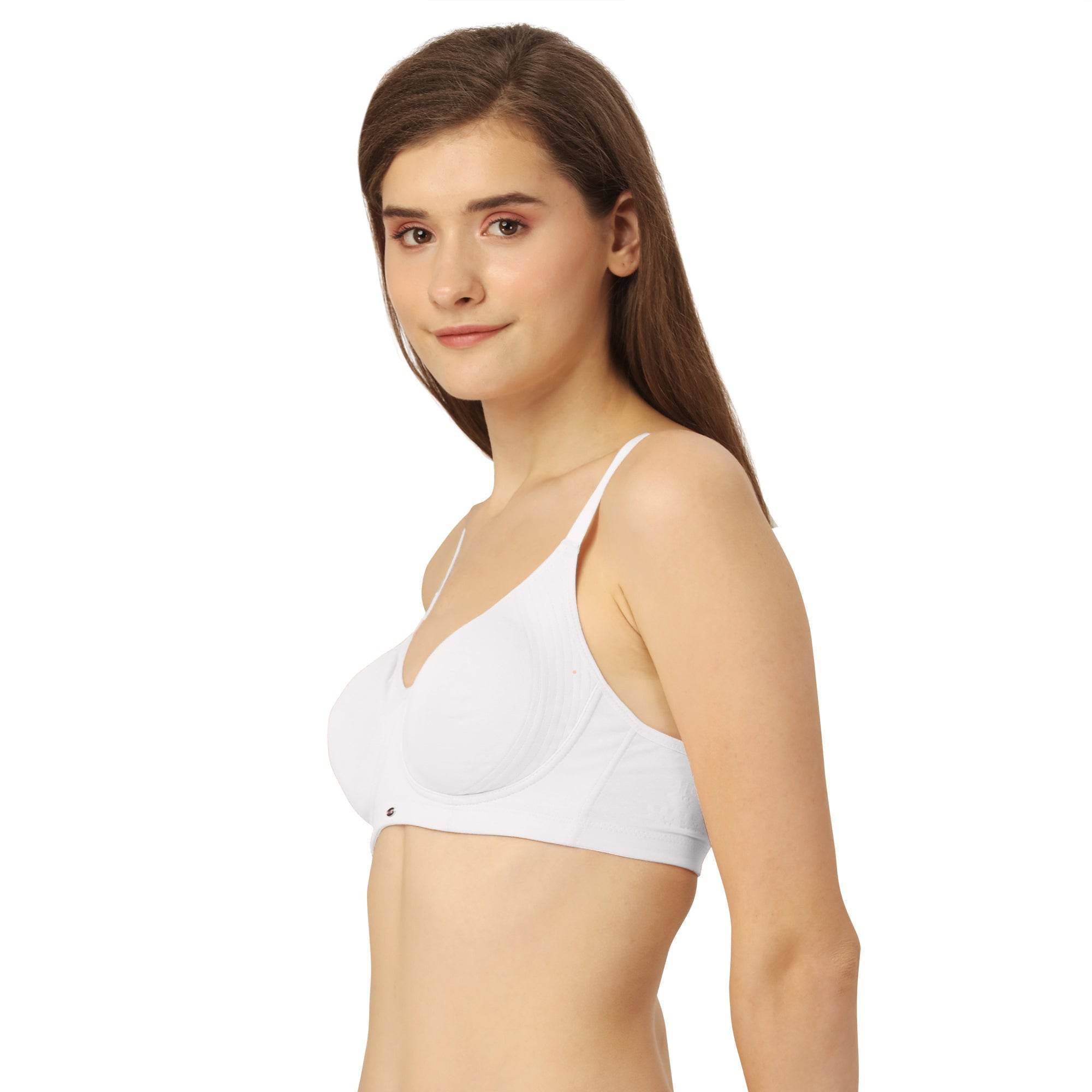 ComfortFit Non-Padded, Non-Wired Full Coverage Cotton Spandex T-Shirt Bra with Broad Back Support