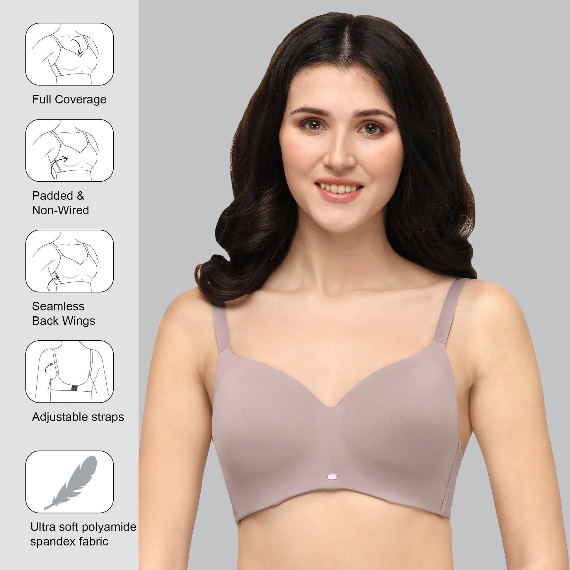 Experience Ultimate Comfort: Full Coverage, Padded, Non-Wired Ultrasoft Seamless Bra for All-Day Support