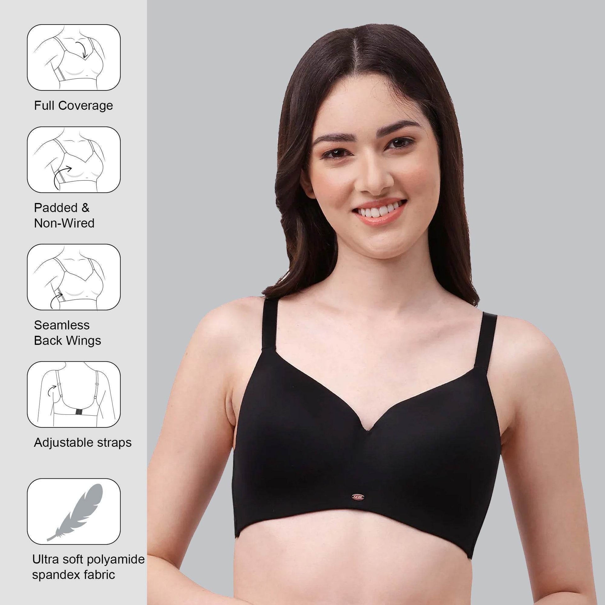 Experience Ultimate Comfort: Full Coverage, Padded, Non-Wired Ultrasoft Seamless Bra for All-Day Support