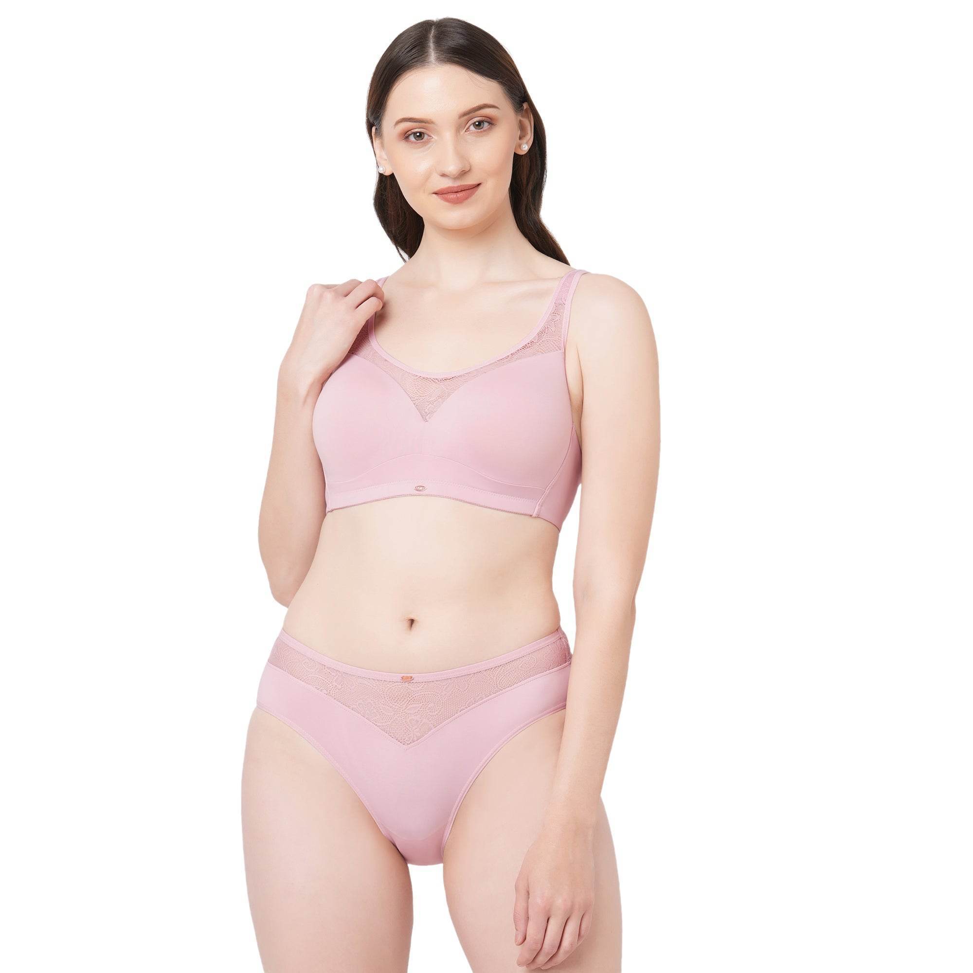 Elegant Full Coverage Padded Bra & Mid-Rise Lace Brief Set - Ultimate Comfort & Style