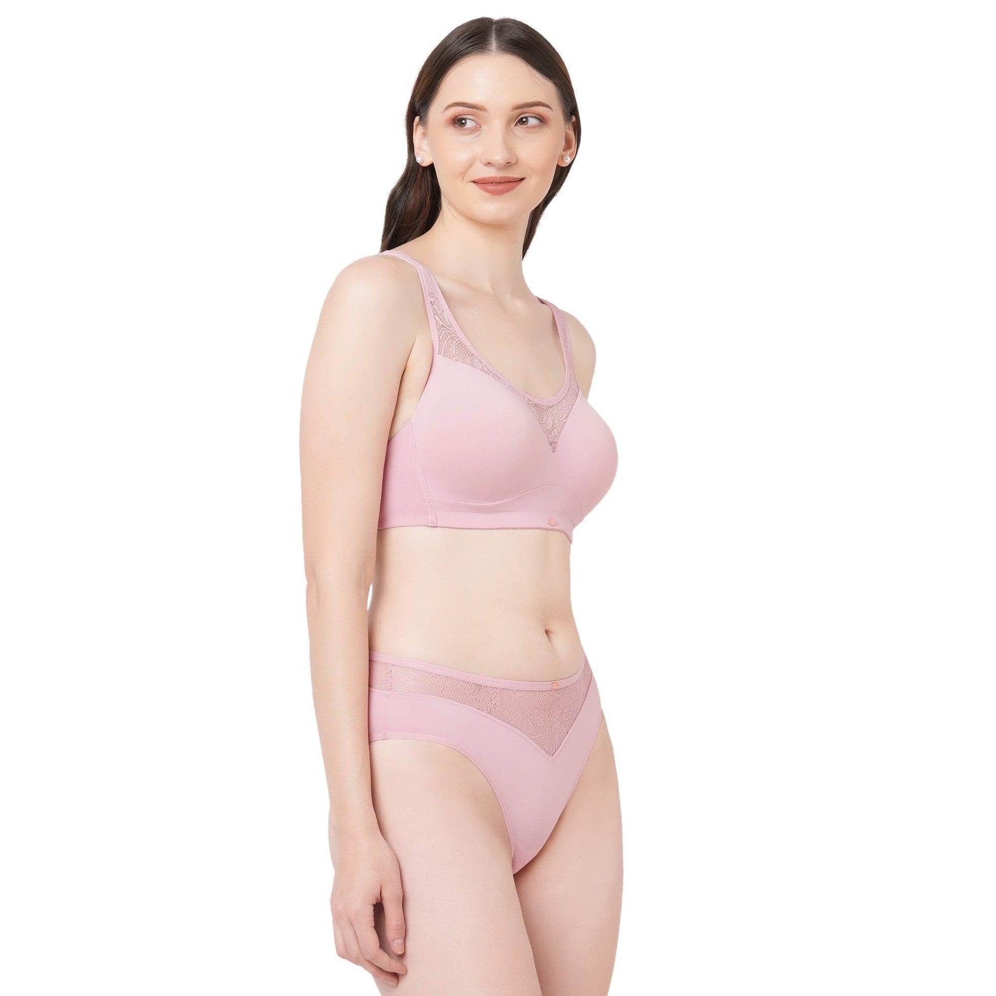 Elegant Full Coverage Padded Bra & Mid-Rise Lace Brief Set - Ultimate Comfort & Style