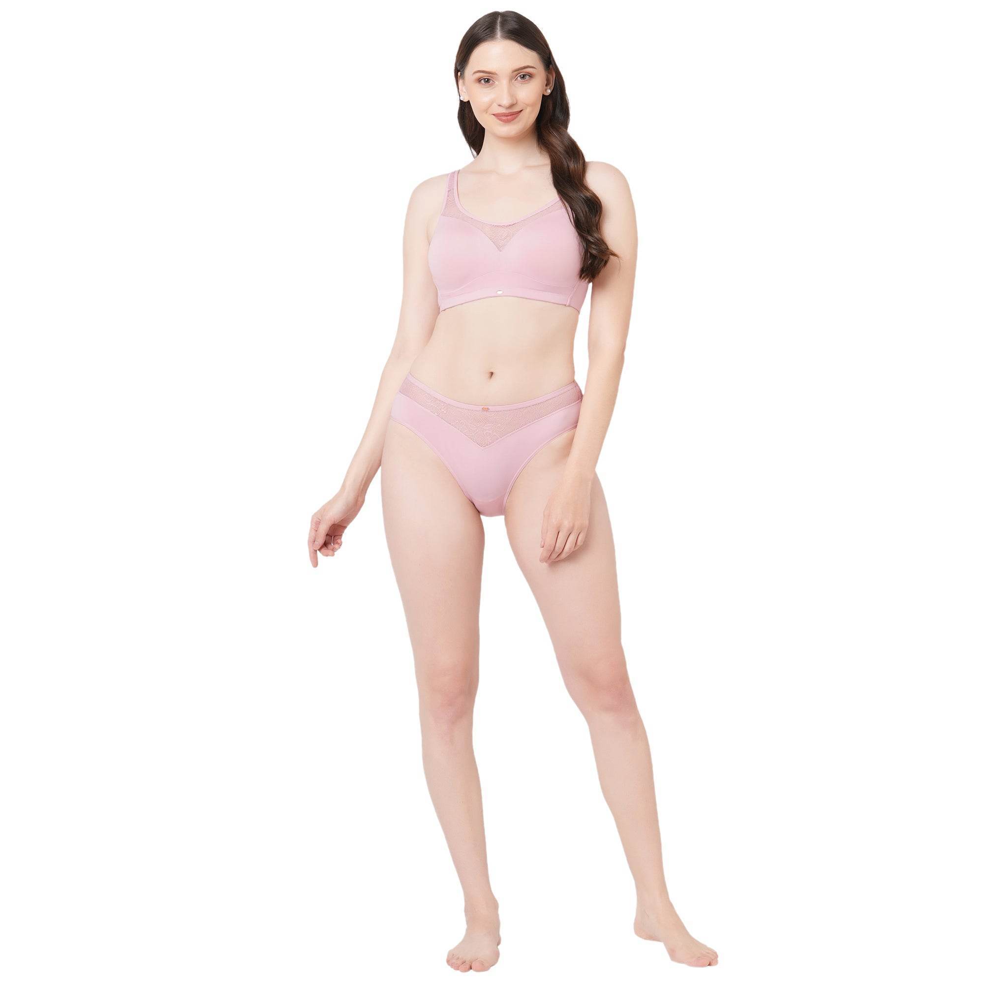 Elegant Full Coverage Padded Bra & Mid-Rise Lace Brief Set - Ultimate Comfort & Style