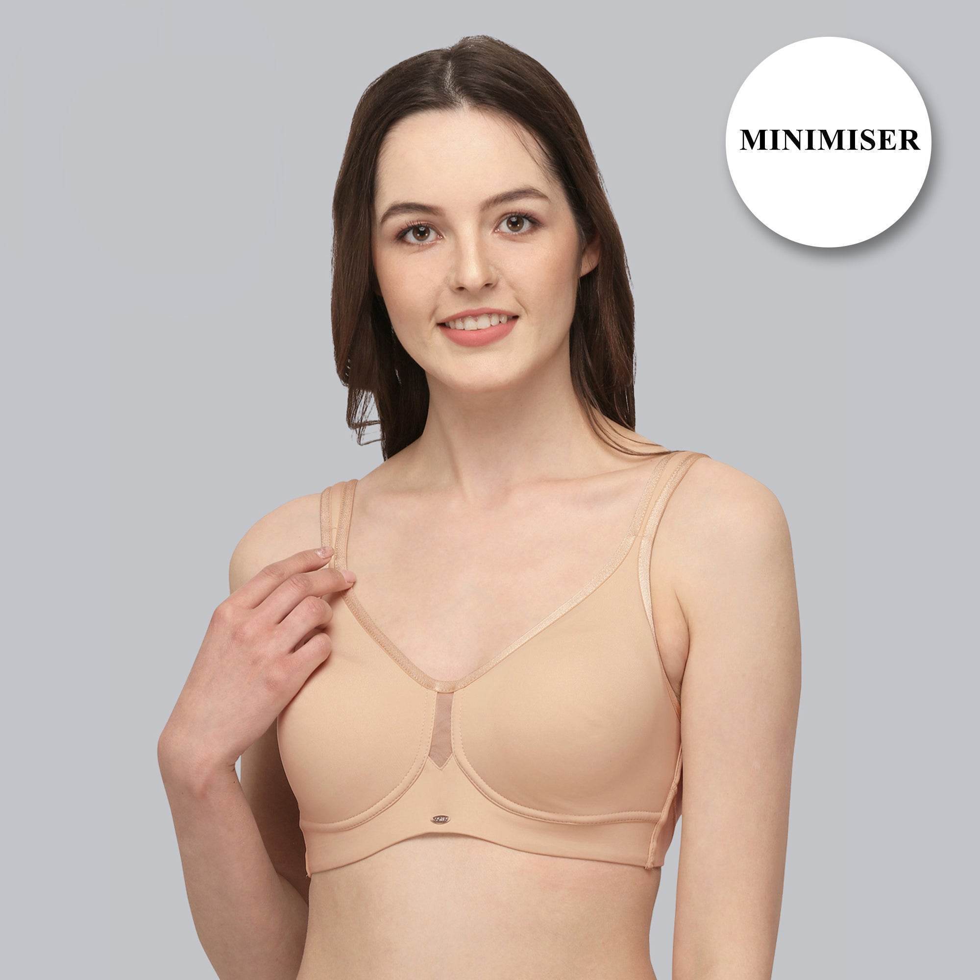 SOIE Women's Full Coverage Minimizer Bra - Non-Padded, Non-Wired for Ultimate Comfort & Slimming Effect