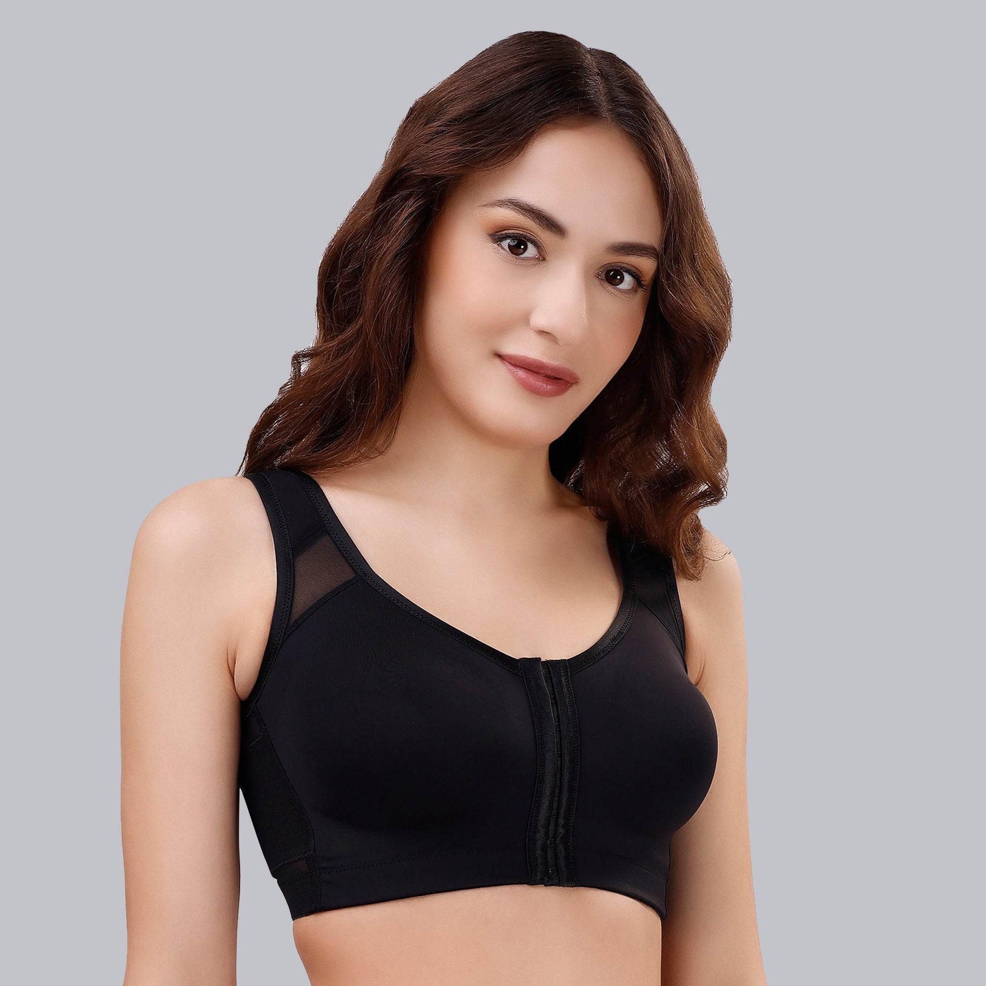 ComfortFit Front Closure Full Coverage Non-Padded Wire-Free Bra for Posture Support