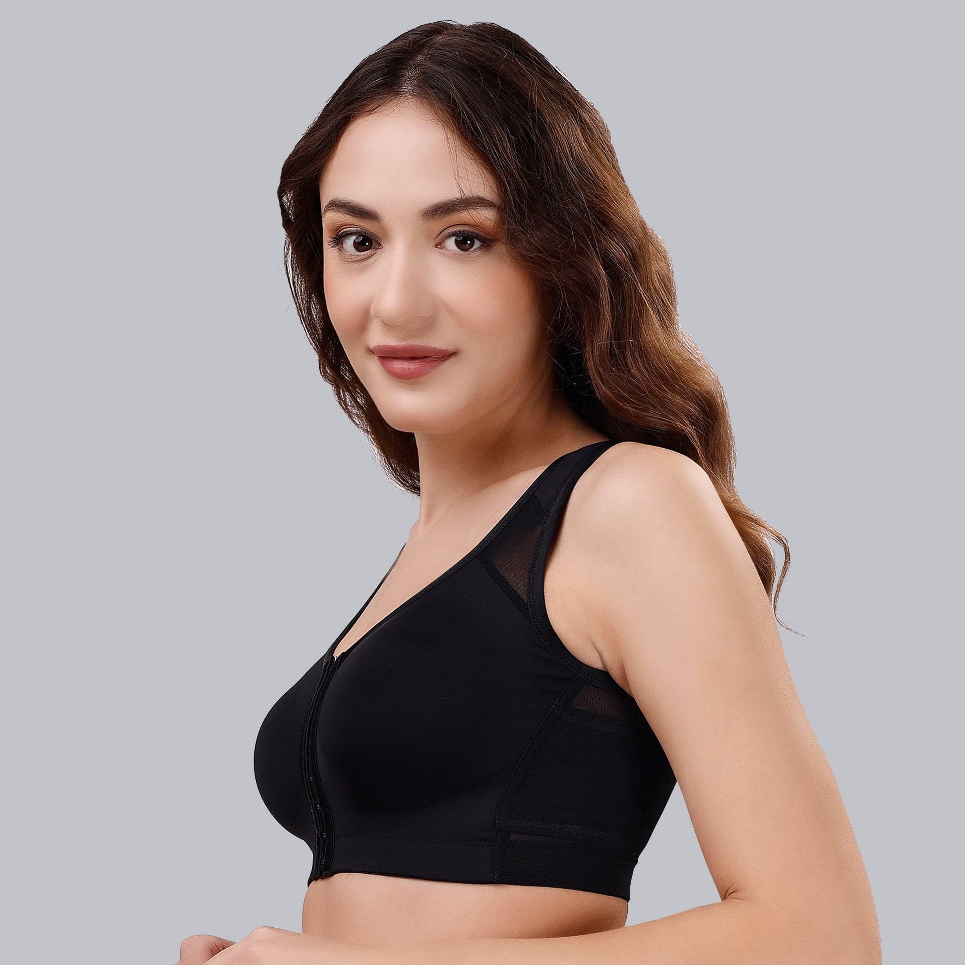 ComfortFit Front Closure Full Coverage Non-Padded Wire-Free Bra for Posture Support