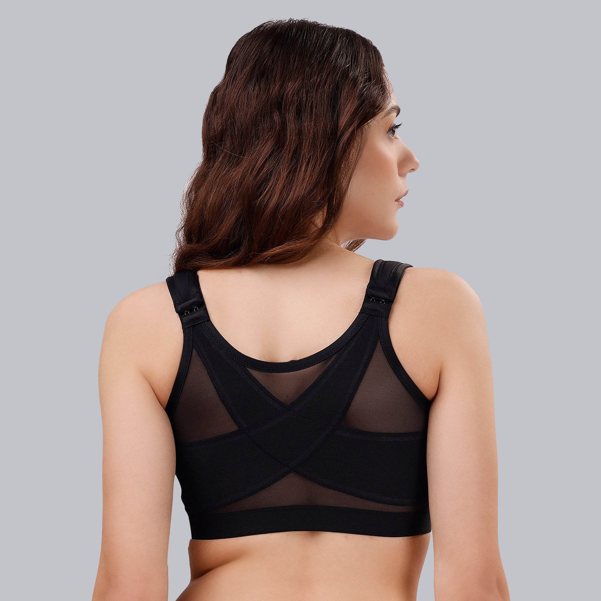 ComfortFit Front Closure Full Coverage Non-Padded Wire-Free Bra for Posture Support