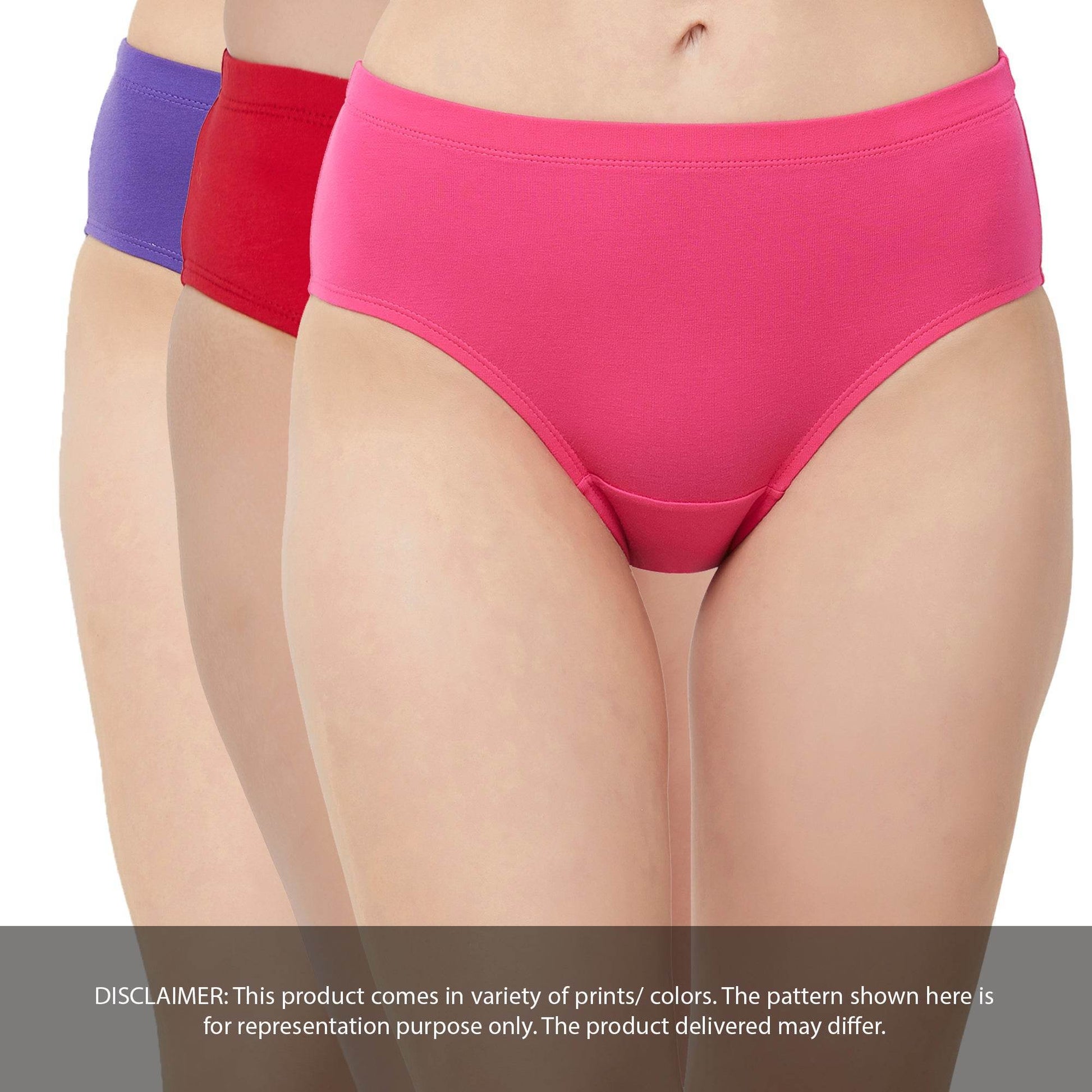 Comfortable High Rise Full Coverage Cotton Stretch Hipster Panty - 3 Pack