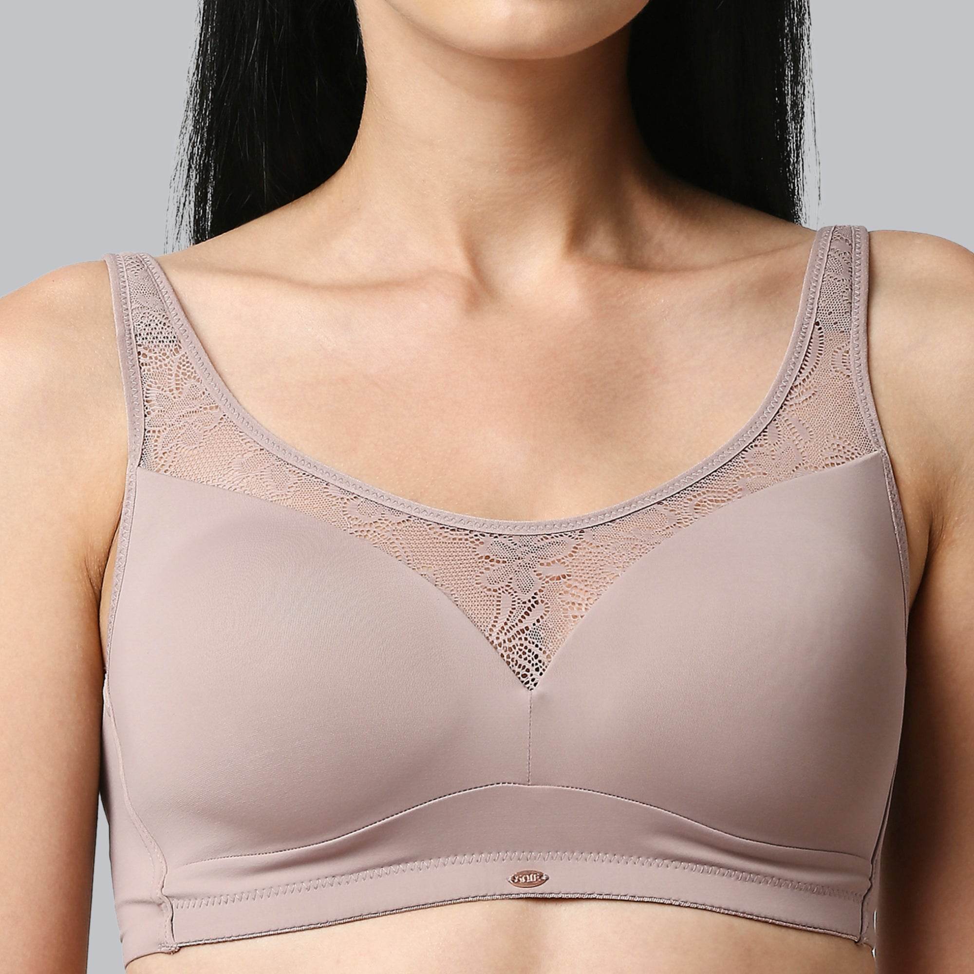 Luxurious Full Coverage Padded Non-Wired Bra with Elegant Lace Detailing - Ultimate Comfort & Support