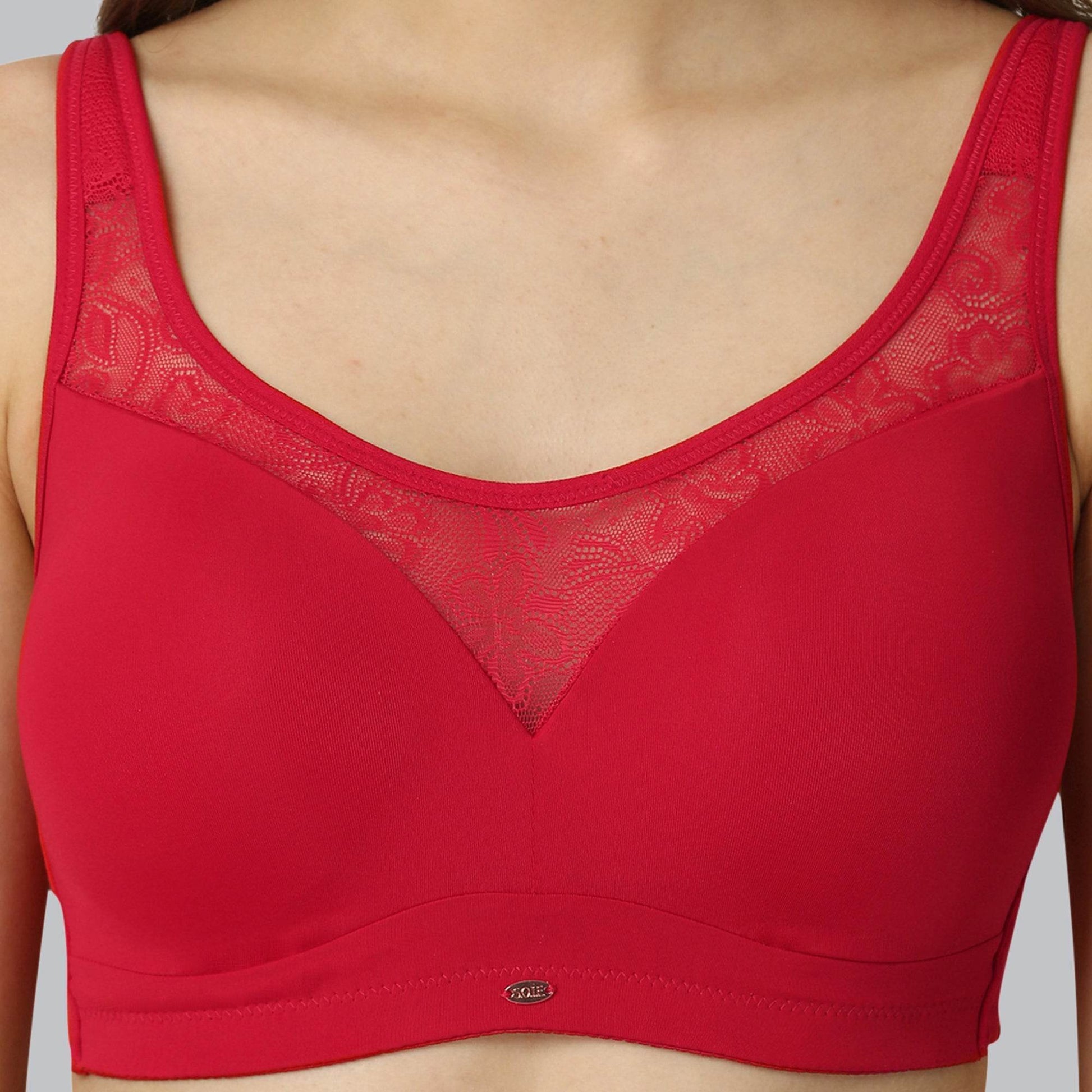 Luxurious Full Coverage Padded Non-Wired Bra with Elegant Lace Detailing - Ultimate Comfort & Support