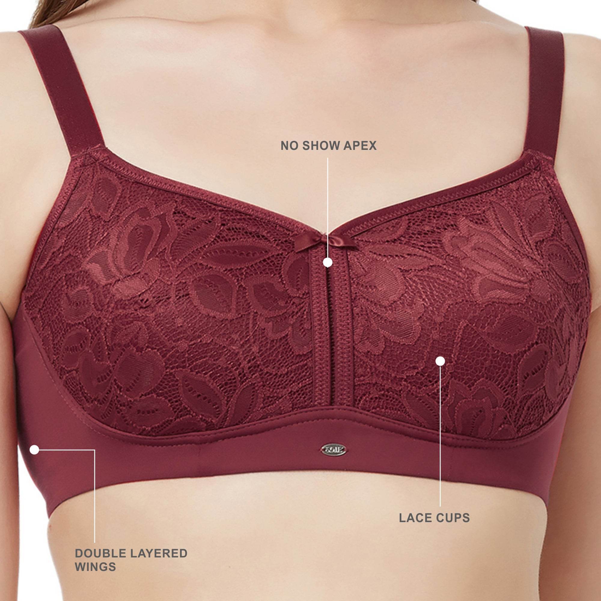 SOIE Women's Non-Padded, Non-Wired Full Coverage Minimizer Lace Bra - Ultimate Comfort and Support