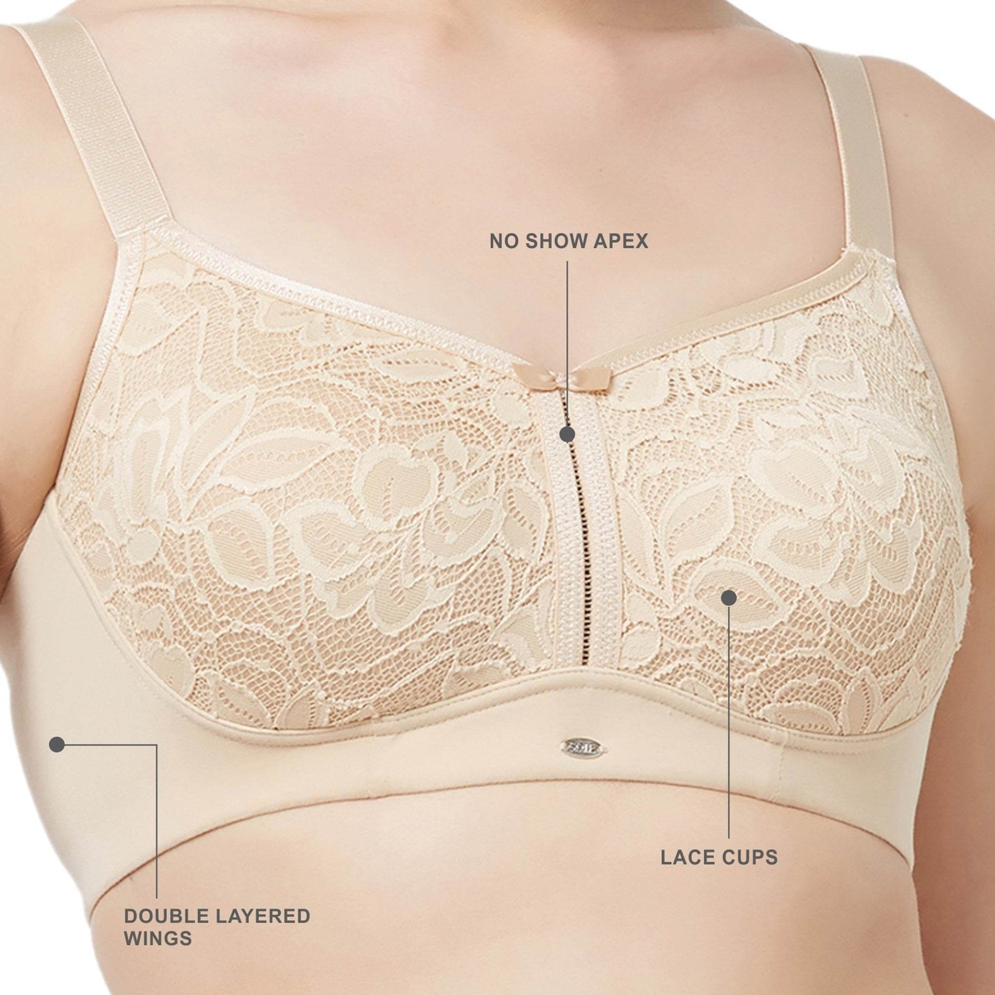 Elegant Non-Padded, Non-Wired Full Coverage Minimizer Lace Bra for Ultimate Comfort & Support