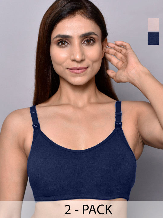 Inner Sense Women Pack of 2 Organic Cotton Antimicrobial Feeding Bra