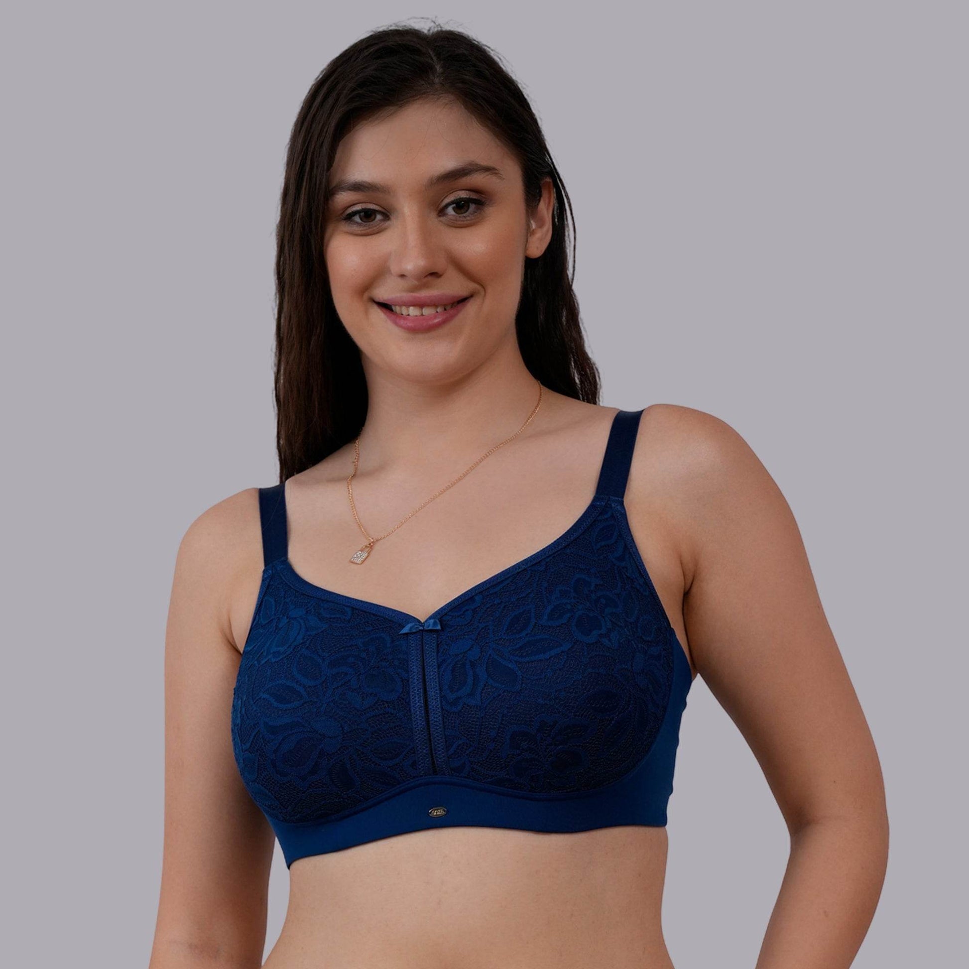 SOIE Women's Non-Padded, Non-Wired Full Coverage Minimizer Lace Bra - Ultimate Comfort & Support