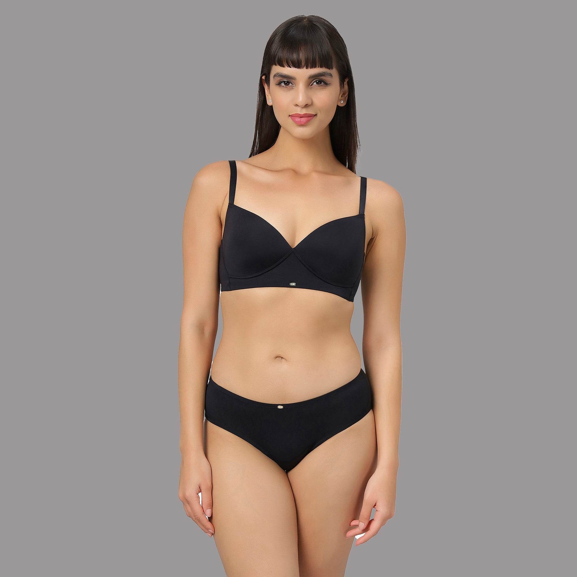 Ultimate Comfort Set: Full Coverage Padded Non-Wired T-Shirt Bra & High-Rise Brief