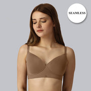 Ultra-Comfort Full Coverage Padded Non-Wired T-Shirt Bra - Seamless Design for Everyday Support