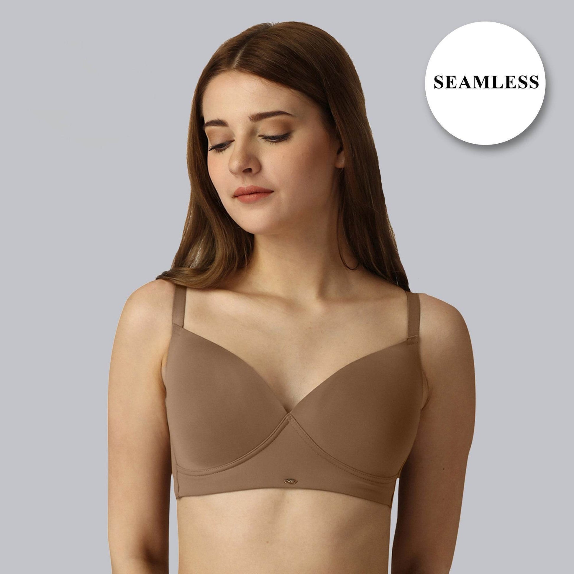 Ultra-Comfort Full Coverage Padded Non-Wired T-Shirt Bra - Seamless Design for Everyday Support