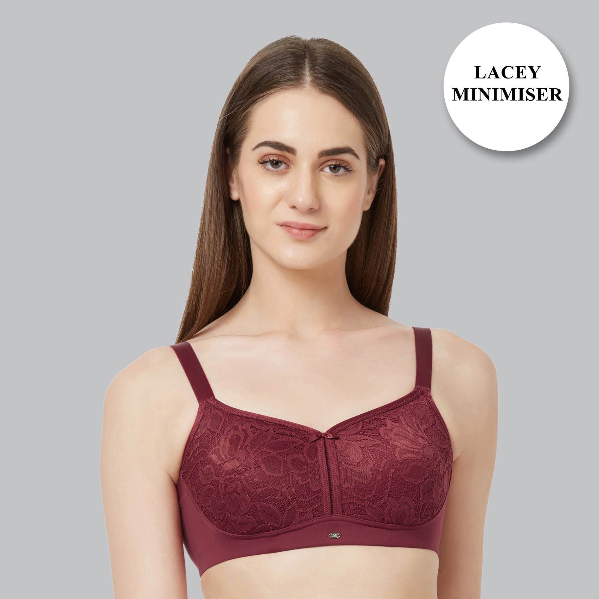 SOIE Women's Non-Padded, Non-Wired Full Coverage Minimizer Lace Bra - Ultimate Comfort and Support