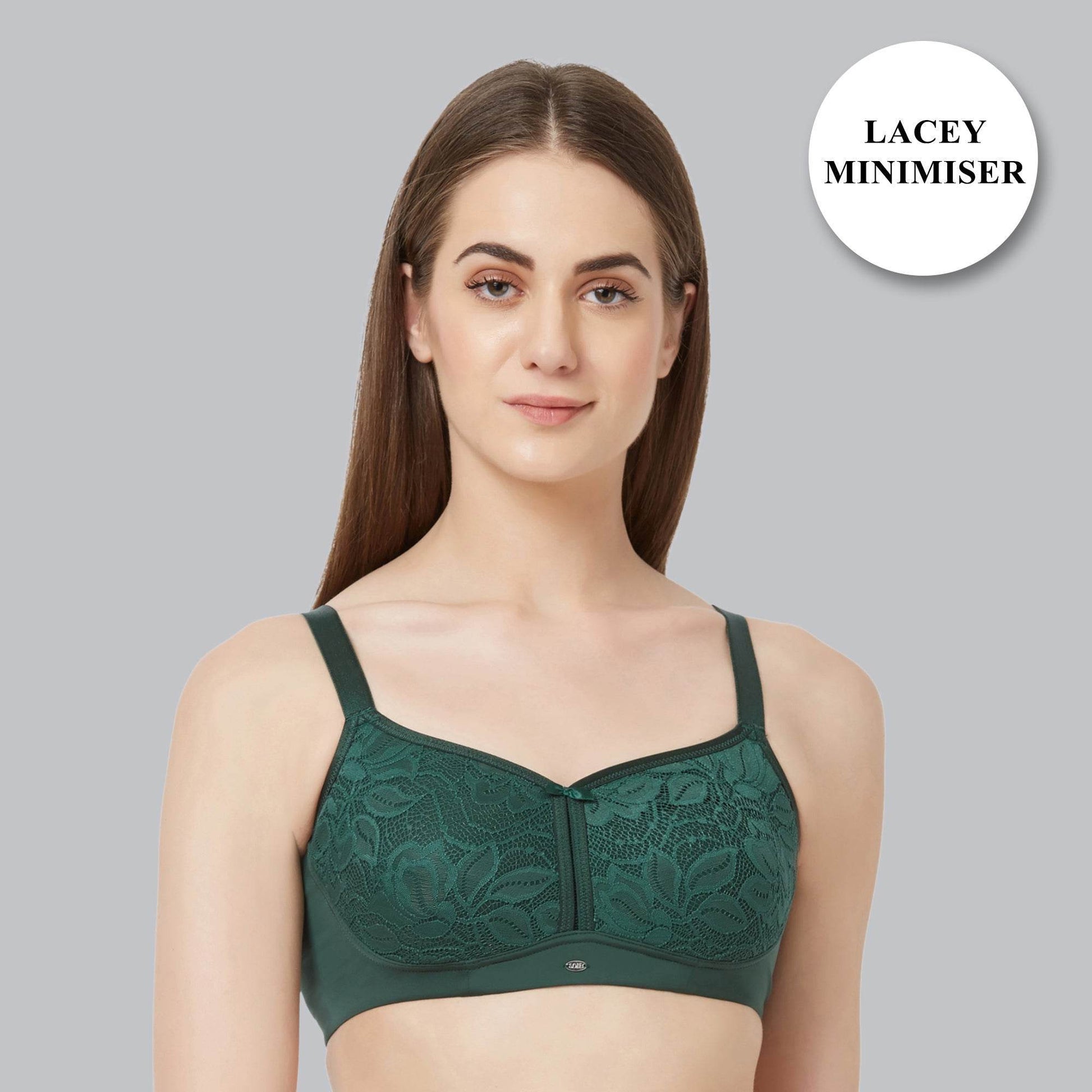 Experience Ultimate Comfort and Support with SOIE's Non-Padded, Non-Wired Full Coverage Minimizer Lace Bra
