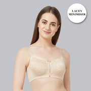 Elegant Non-Padded, Non-Wired Full Coverage Minimizer Lace Bra for Ultimate Comfort & Support