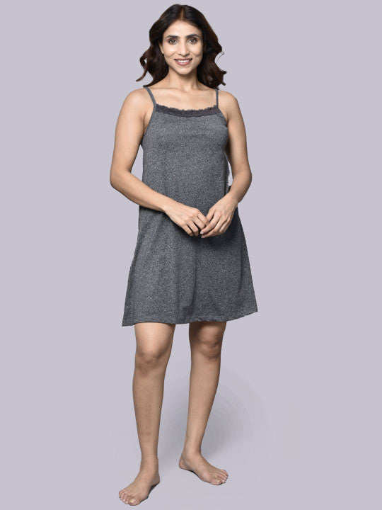 Inner Sense Solid Shoulder Straps Organic Cotton Nightdress with Hairband