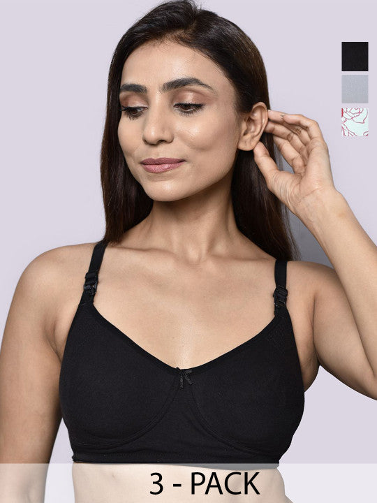 Inner Sense Women Pack of 3 Organic Cotton Antimicrobial Feeding Bra