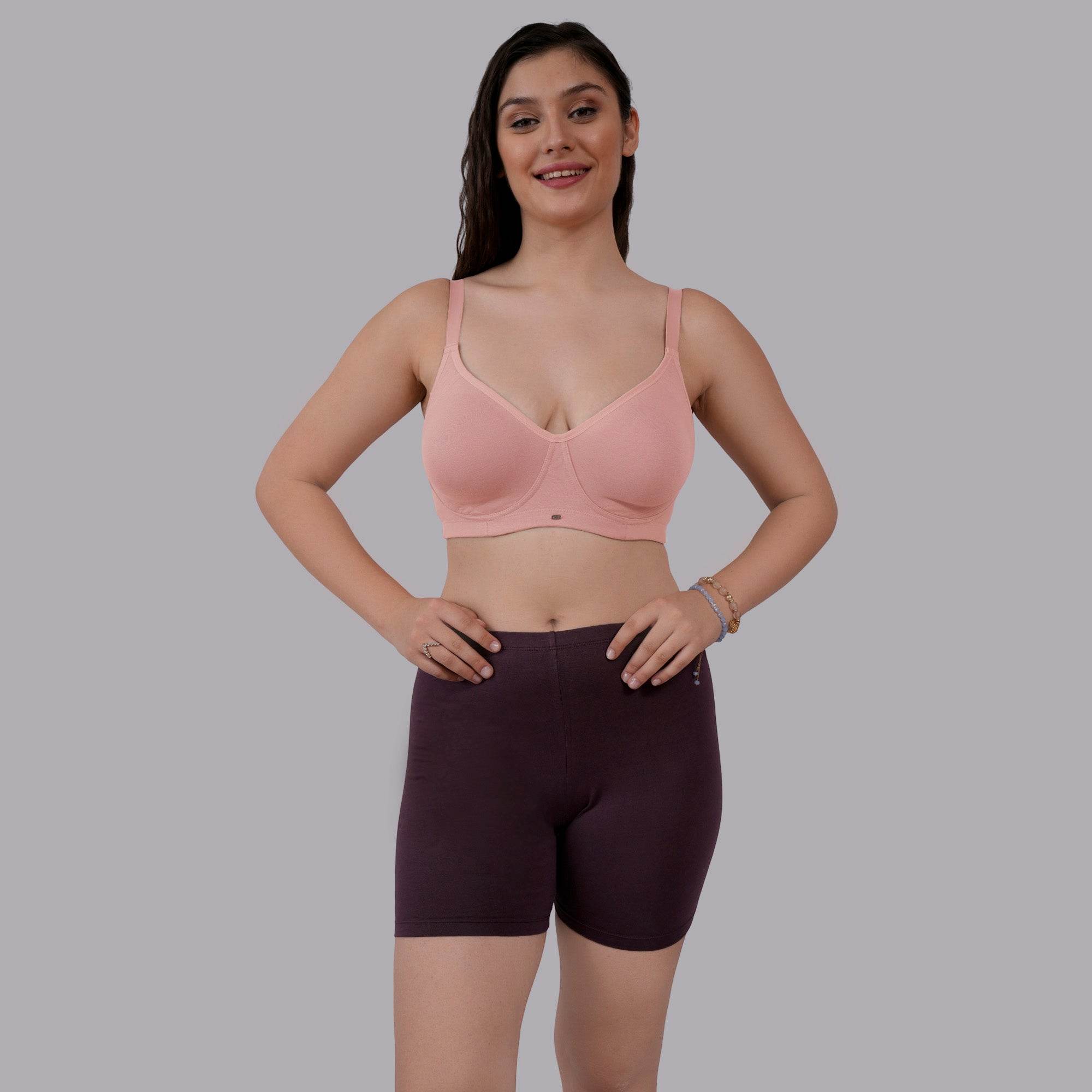 ComfortFit Non-Padded, Non-Wired Full Coverage Cotton Spandex T-Shirt Bra with Broad Back Support