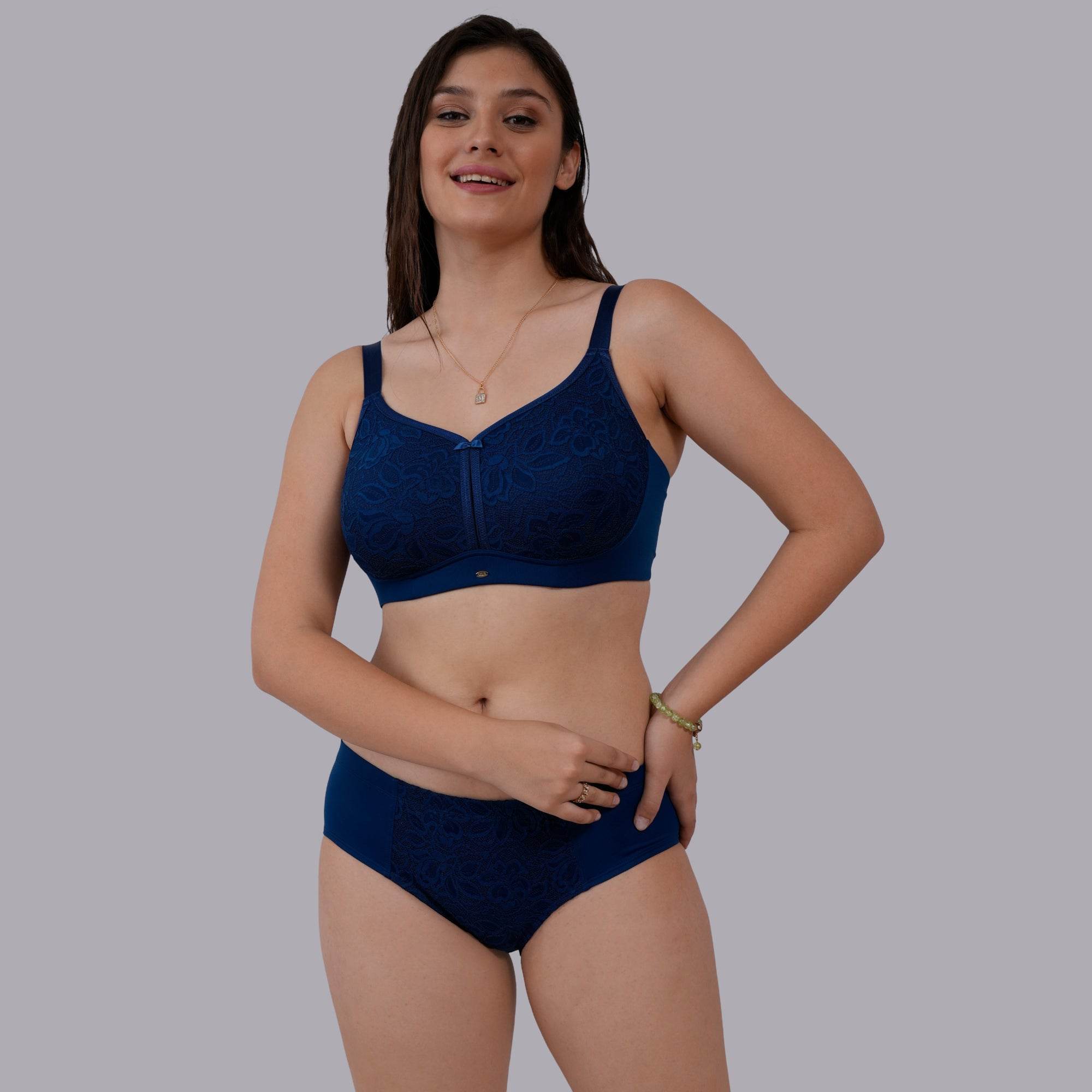 SOIE Women's Non-Padded, Non-Wired Full Coverage Minimizer Lace Bra - Ultimate Comfort & Support