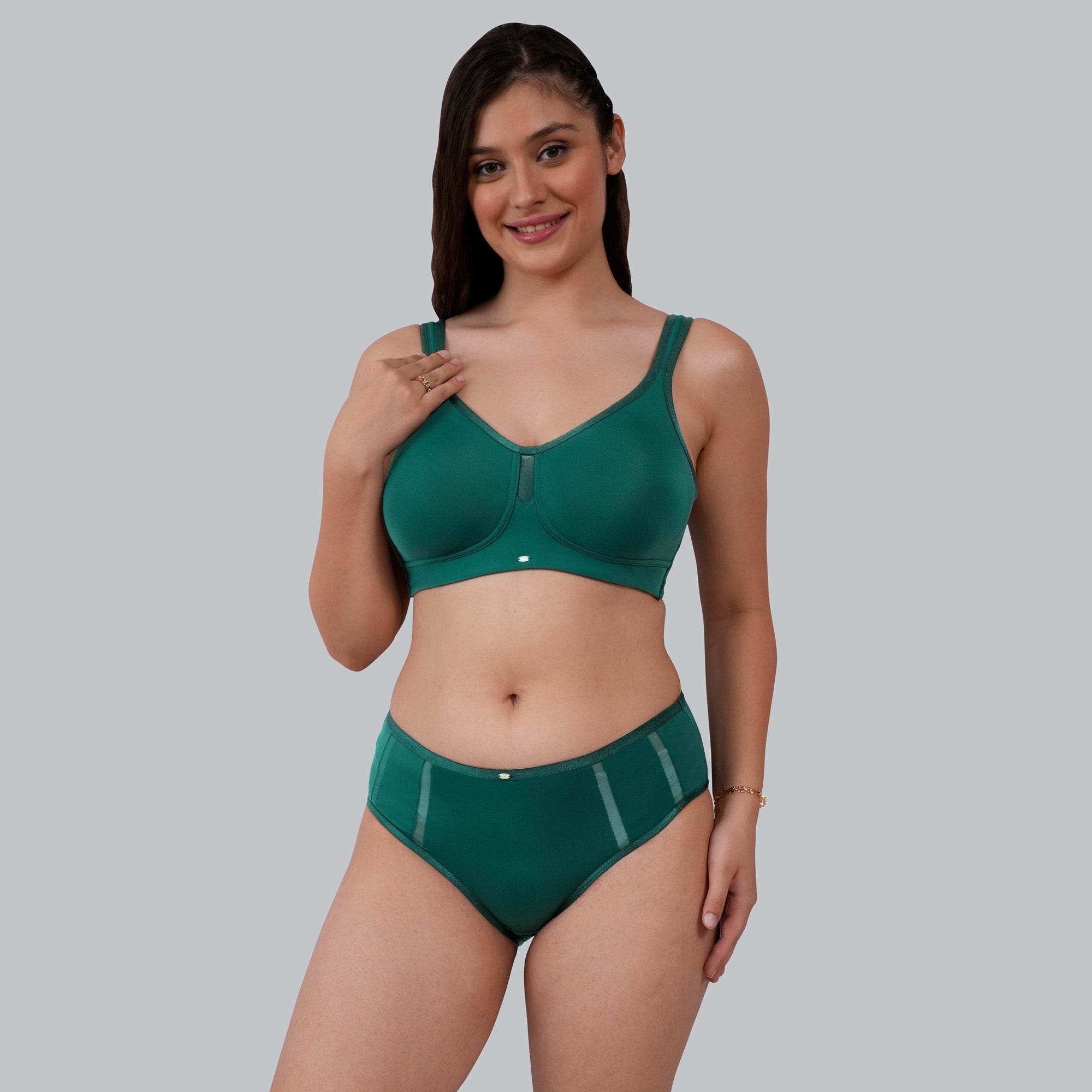 SOIE Women's Full Coverage Minimiser Bra and High Waist Brief Set - Ultimate Comfort and Flawless Fit