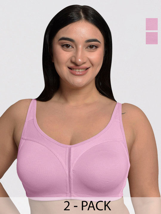 Inner Sense Women Pack of 2 Organic Cotton full coverage plus size M frame Bra
