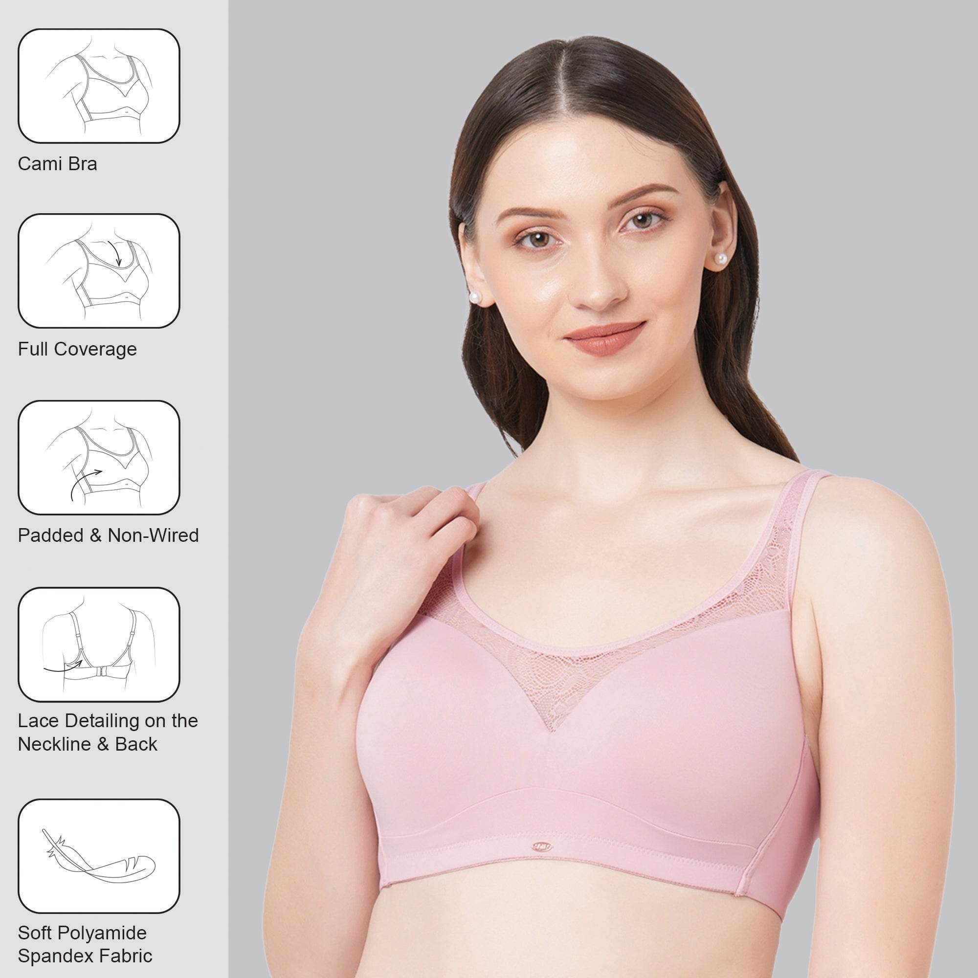 Luxurious Full Coverage Padded Non-Wired Bra with Elegant Lace Detailing - Ultimate Comfort & Support