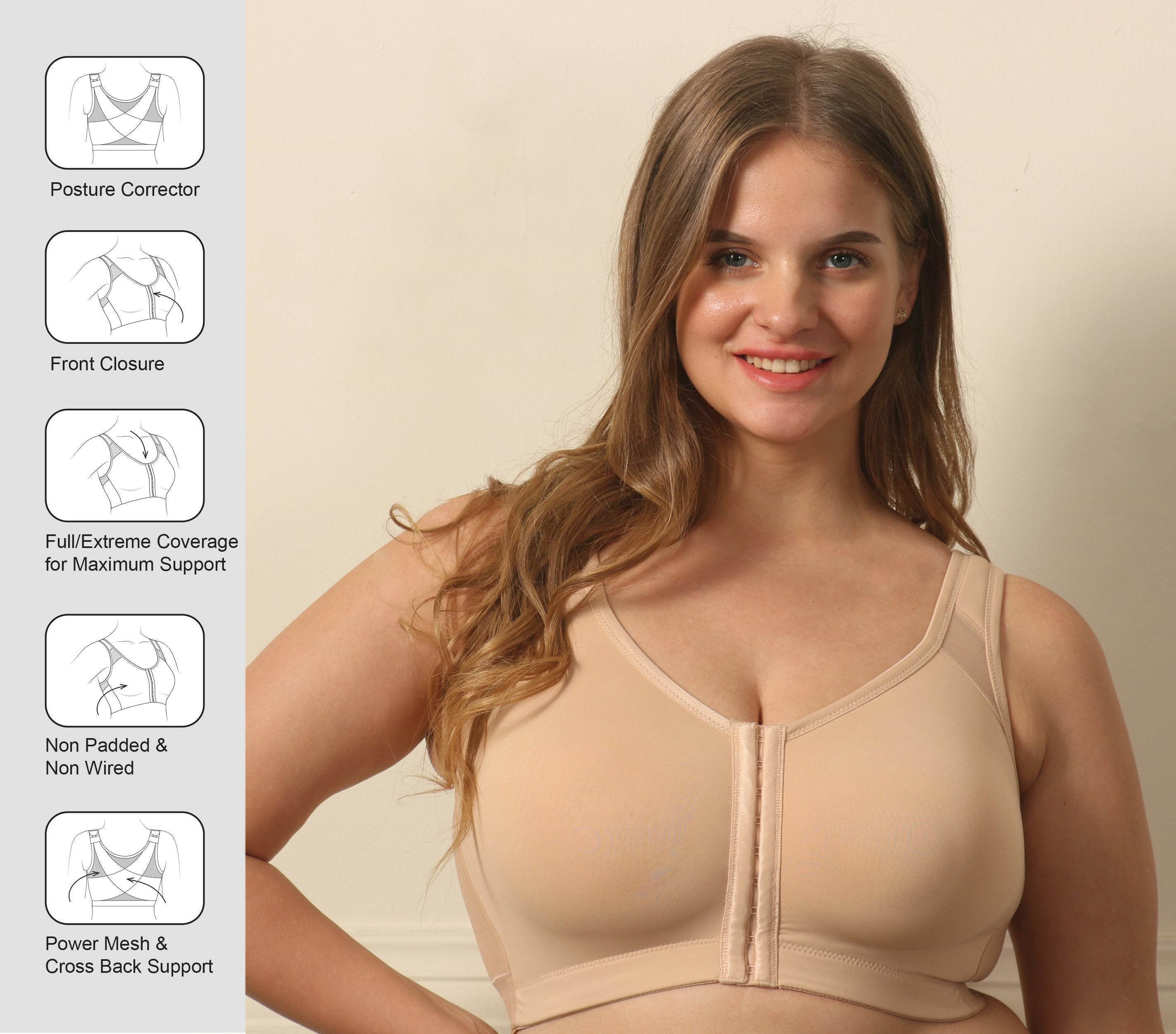 Everyday Comfort: Front Closure Full Coverage Non-Padded Non-Wired Bra for Perfect Posture