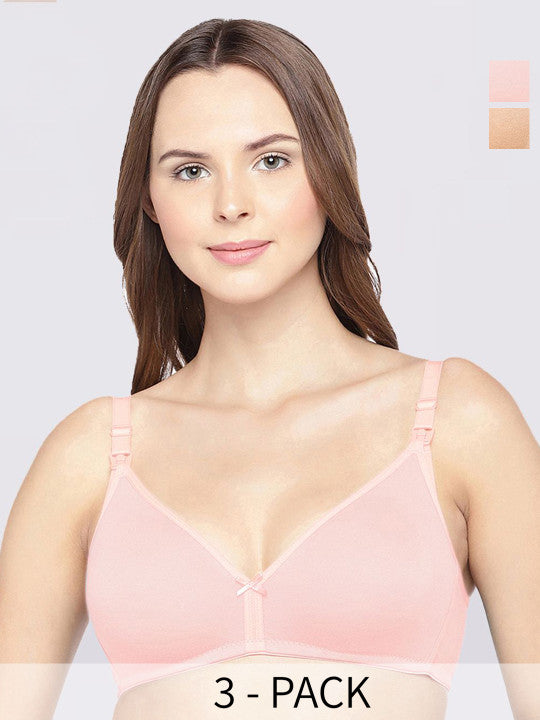 Inner Sense Organic Cotton Antimicrobial Women Feeding Bra Pack of 3