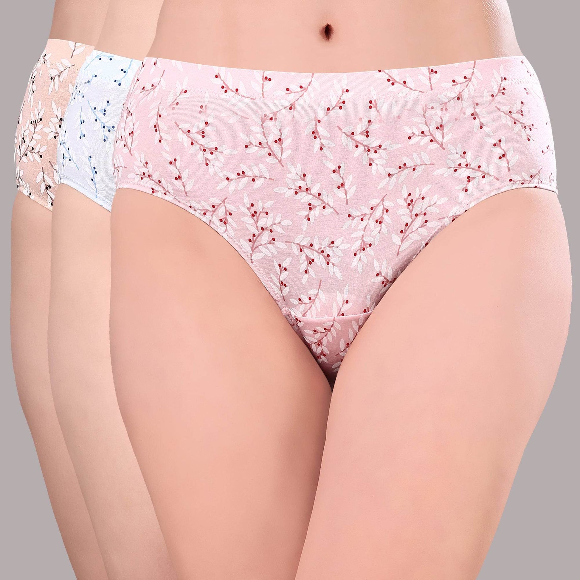 Premium High Rise Full Coverage Printed Stretch Cotton Hipster Panty - Pack of 3 for Ultimate Comfort & Style