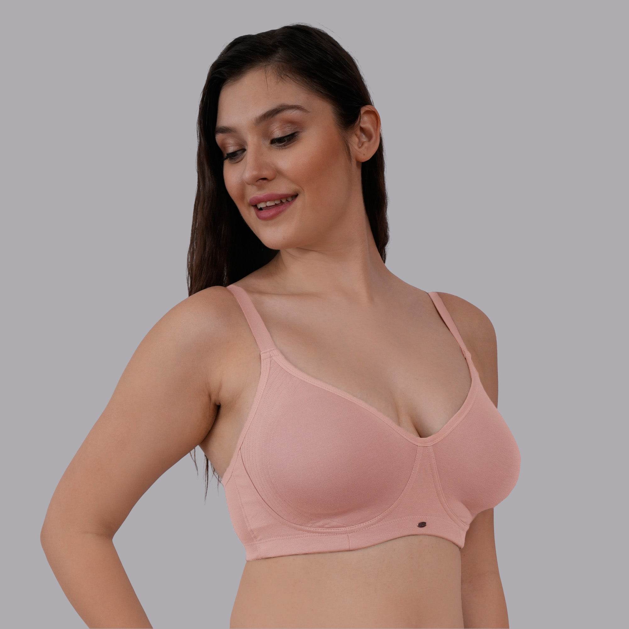 ComfortFit Non-Padded, Non-Wired Full Coverage Cotton Spandex T-Shirt Bra with Broad Back Support