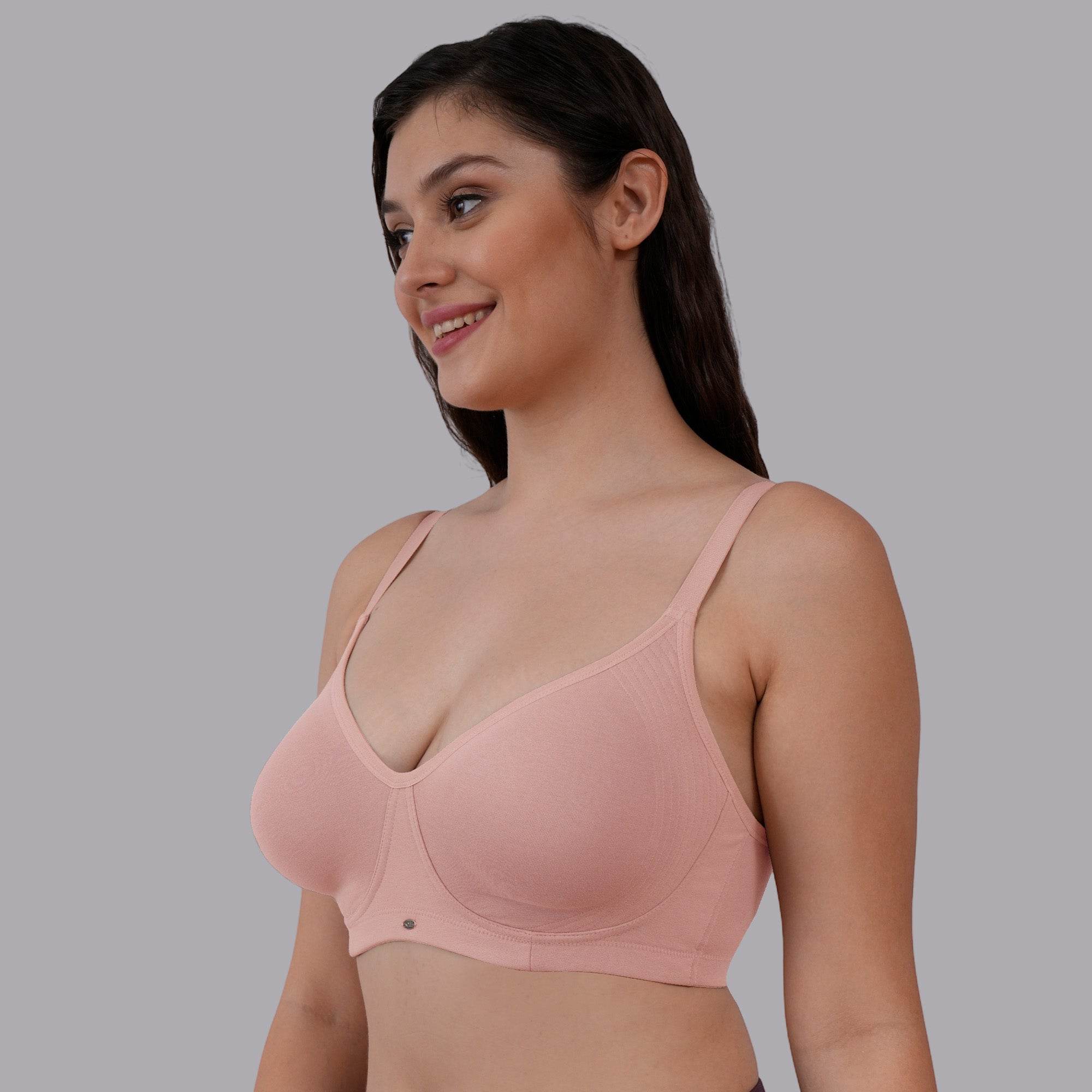 ComfortFit Non-Padded, Non-Wired Full Coverage Cotton Spandex T-Shirt Bra with Broad Back Support