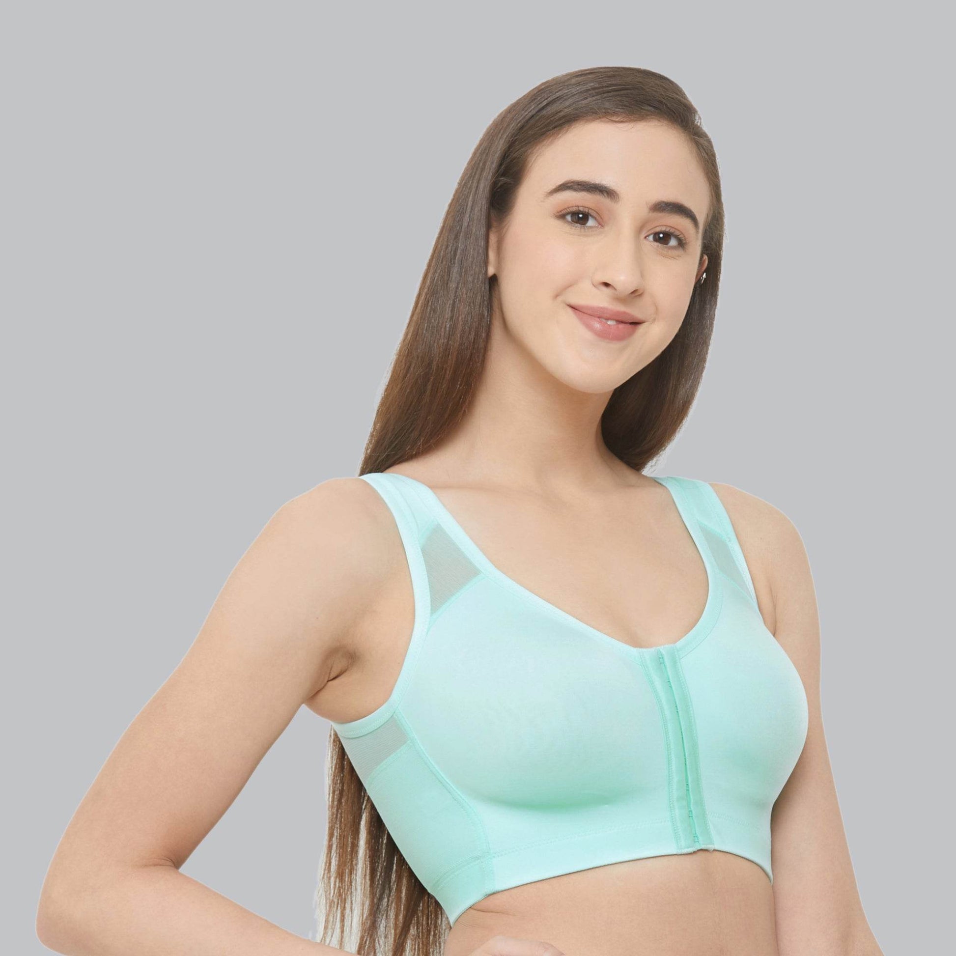 ComfortFit Front Closure Full Coverage Non Padded Wirefree Bra for Posture Correction